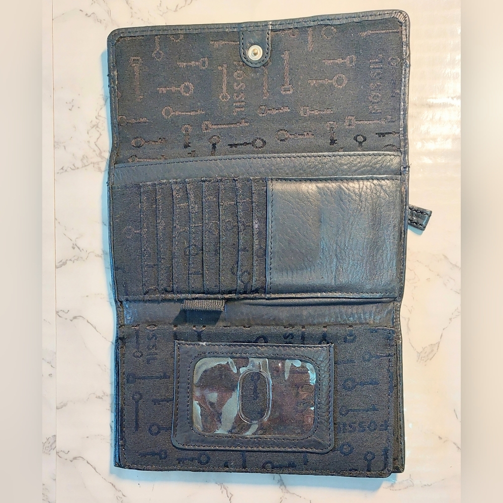 Fossil Black Pebbled Leather Tri-fold Wallet - Picture 4 of 7
